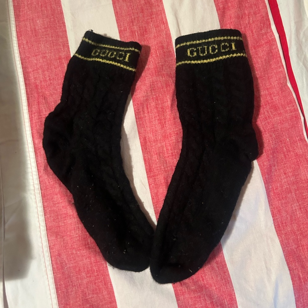 Gucci Black and Gold Casual Socks for Men